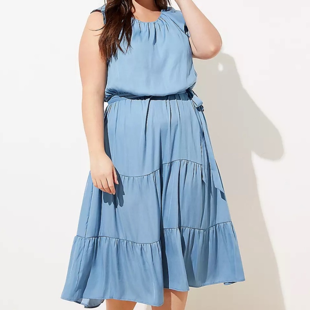 LOFT Plus Ruffle Tiered Skirt Dress - Picture 2 of 7